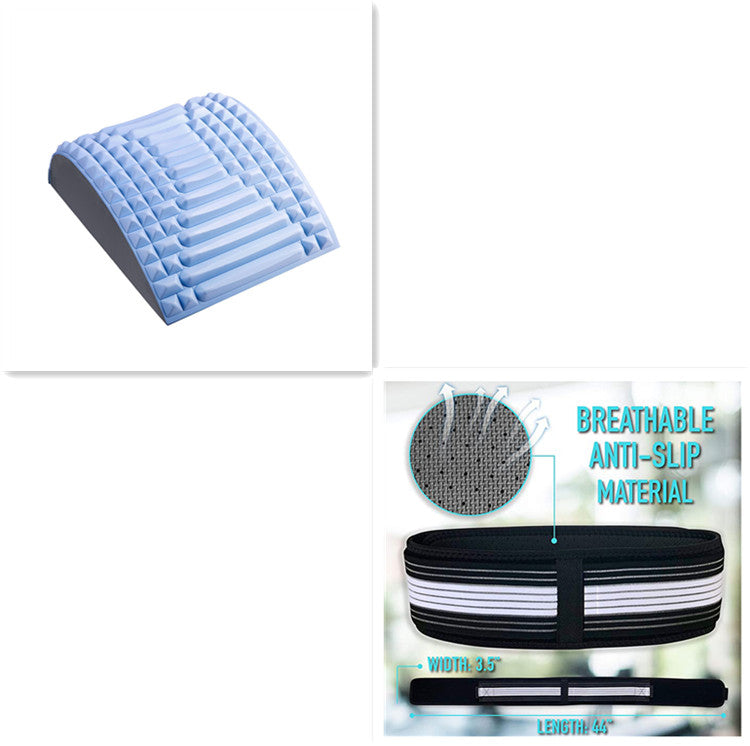Back Stretcher Pillow Neck Lumbar Support Massager For Neck Waist Back Sciatica Herniated Disc Pain Relief Massage Relaxation Blue SetA 0 - Tophatter Daily Deals