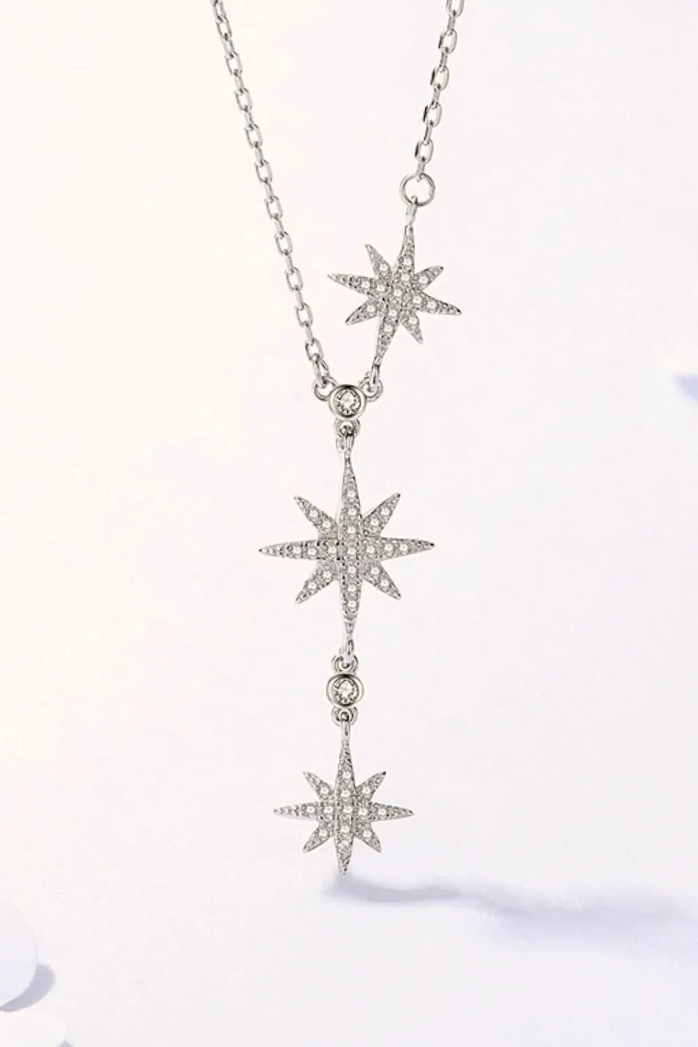 925 Sterling Silver 3 Star Drop Pendant Necklace Silver One Size Necklaces - Tophatter Daily Deals