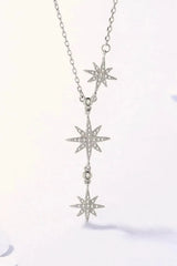 925 Sterling Silver 3 Star Drop Pendant Necklace Silver One Size Necklaces - Tophatter Daily Deals
