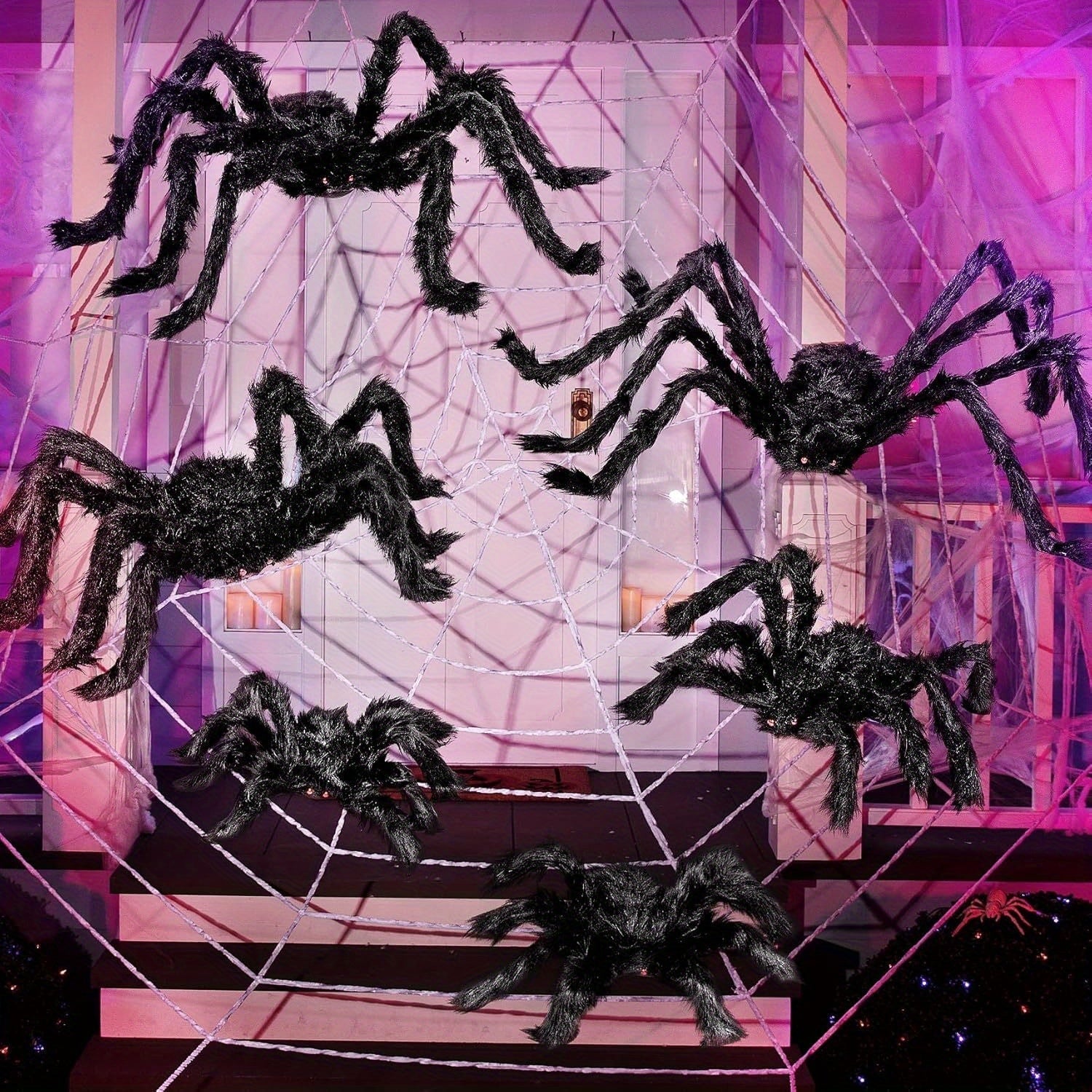 Giant Spider Halloween Decoration Set (6pcs) Halloween - Tophatter Daily Deals