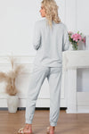 Round Neck Top and Drawstring Pants Lounge Set Loungewear Sets - Tophatter Daily Deals