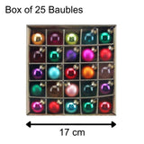 Box Of 25 Multicoloured Mini Glass Christmas Baubles Tree Decorations - 3.5cm Baubles - Tophatter Daily Deals