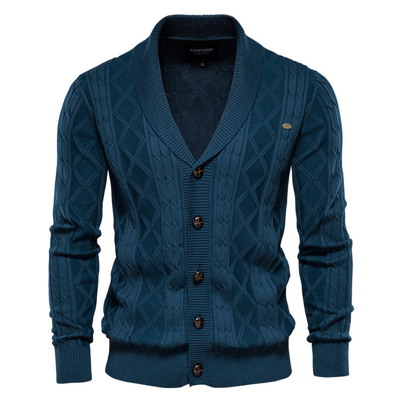Soft Classic Men’s Cardigan - Shawl V Neck, Cotton Knit Blue 3D Changing Face Moving Picture Frame - Tophatter Daily Deals