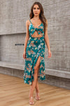 Cutout Spaghetti Strap Slit Dress Turquoise Casual Dresses - Tophatter Daily Deals