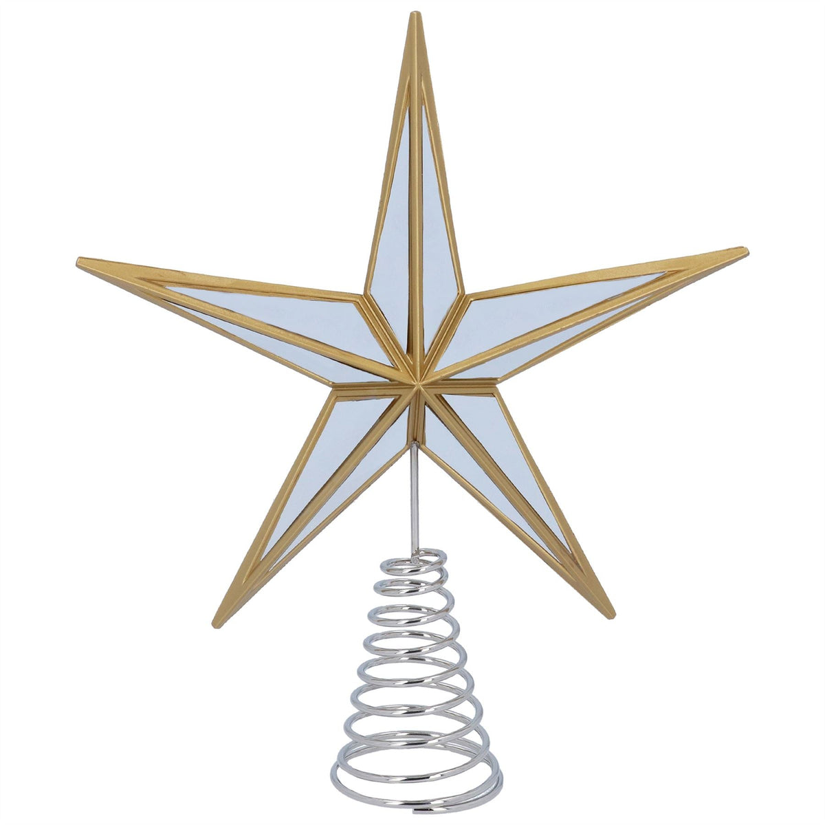 Mirrored Star Christmas Tree Topper | Gold Silver Mirror Star Tree Topper - 28cm Tree Decoration - Tophatter Daily Deals