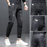 Autumn Men's Jeans Slim Feet Black grey1909 0 - Tophatter Daily Deals
