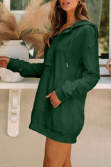 Drawstring Half Zip Hooded Dress Casual Dresses - Tophatter Daily Deals