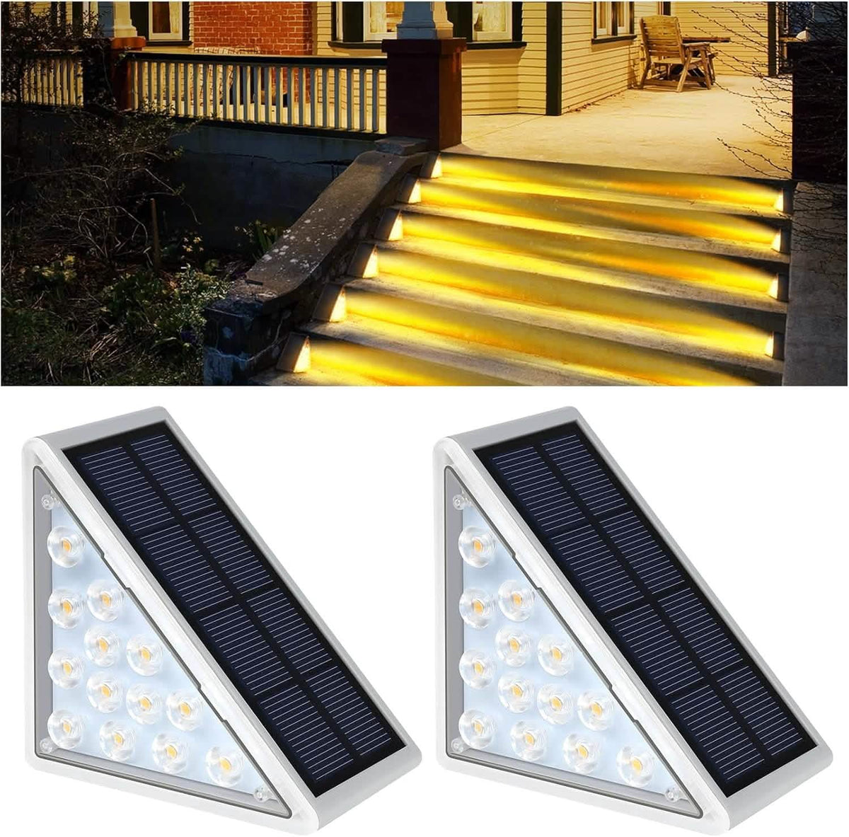 2-Pack: Solar Step Lights, 15 LED IP67 Deck and Stair Lights