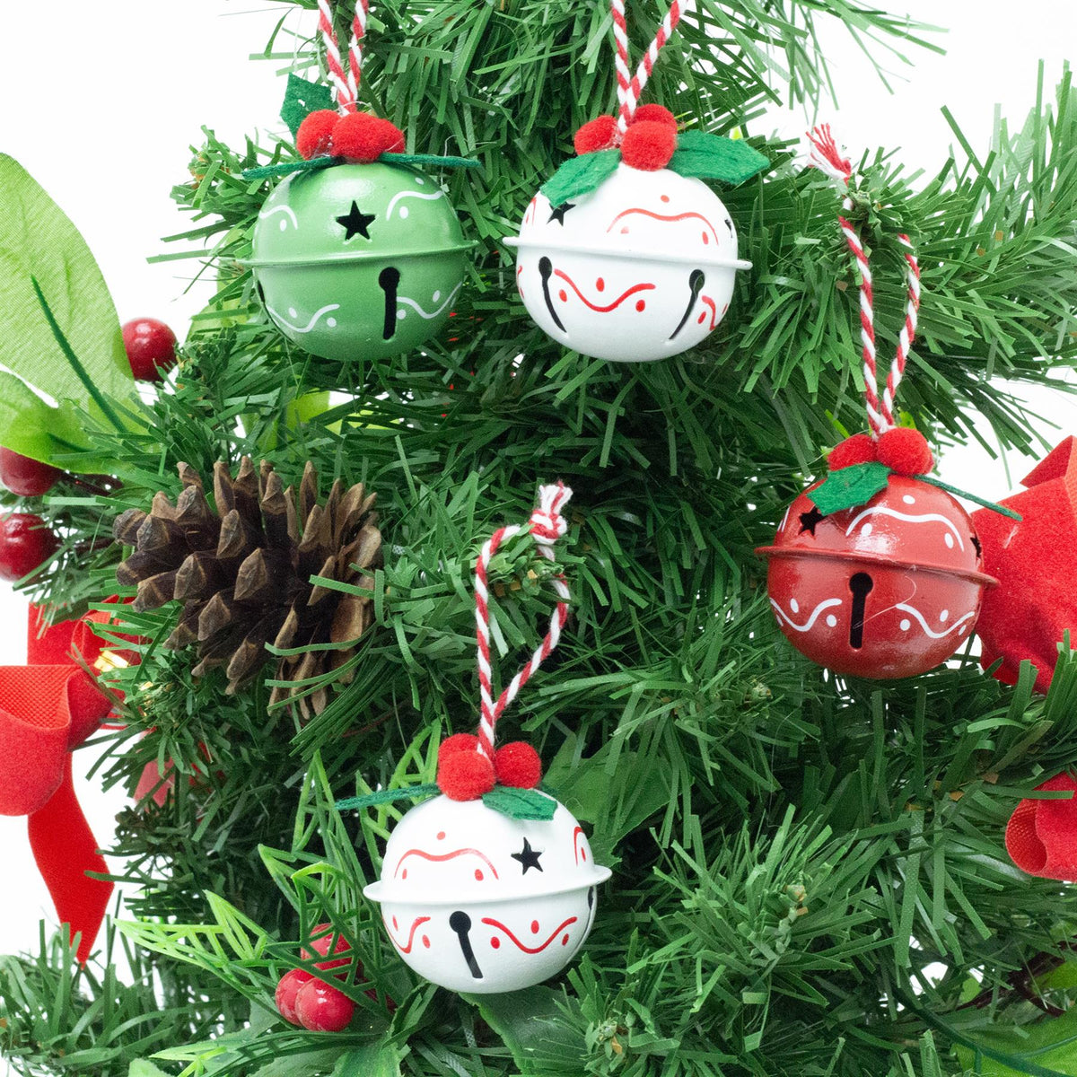 Set of 6 Small Festive Jingle Bells | Christmas Tree Hanging Ornaments - 4cm Baubles - Tophatter Daily Deals