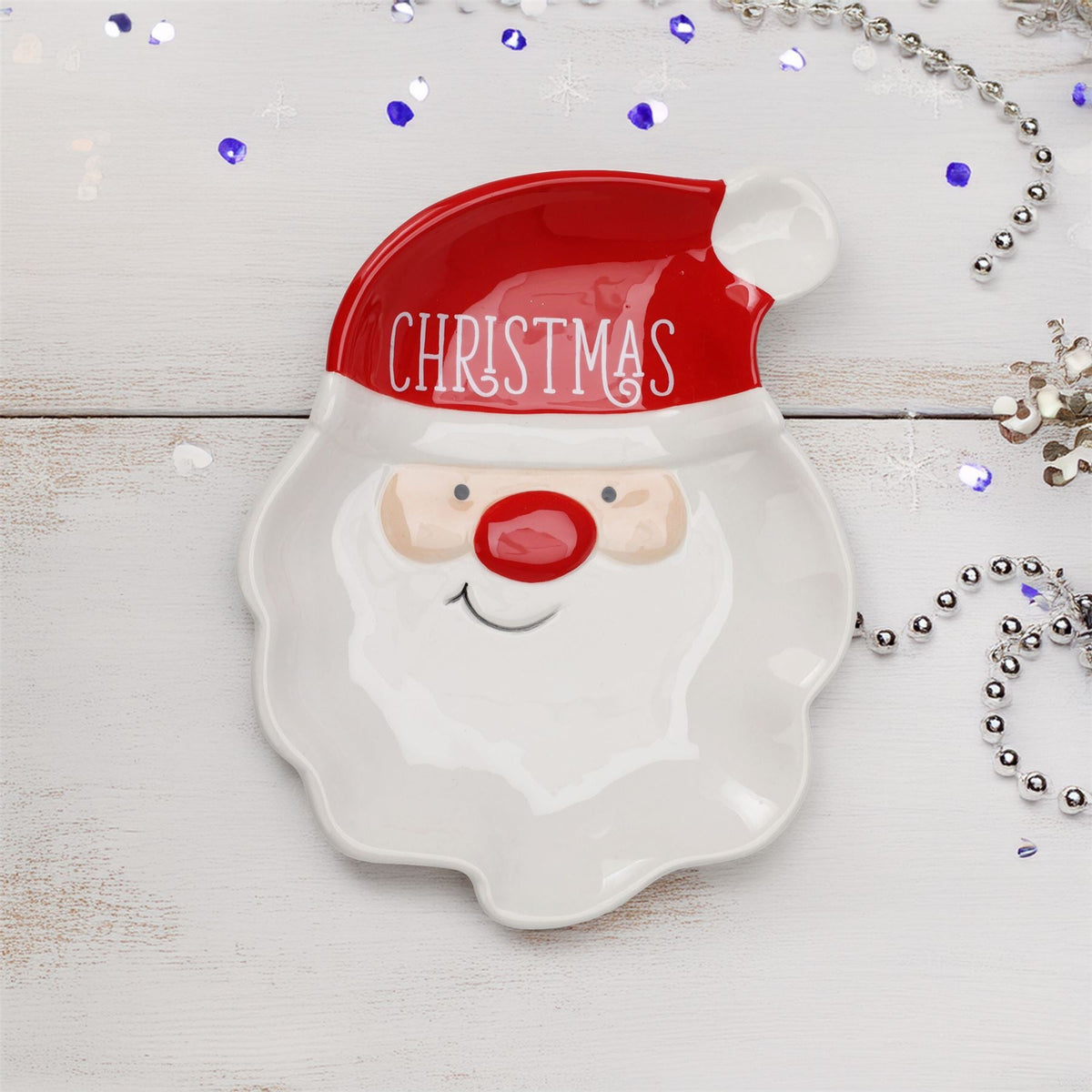 Santa Christmas Plate | Novelty Character Snack Plate Xmas Serving Dish - 19cm Plate - Tophatter Daily Deals