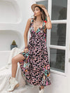 Printed Plunge Sleeveless Midi Dress Casual Dresses - Tophatter Daily Deals