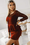 Lace Detail Long Sleeve Mini Dress Cocktail Dresses - Tophatter Daily Deals