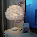 Bedroom Artistic Lamp Feather Table Lamp White 0 - Tophatter Daily Deals
