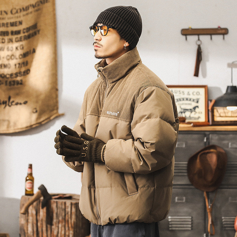 Insulating Mens Puffer Jacket - Corduroy Yoke, Duck Down 3D Changing Face Moving Picture Frame - Tophatter Daily Deals