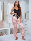 Lace Trim Cami and Polka Dot Satin Pajama Set Pink Loungewear Sets - Tophatter Daily Deals