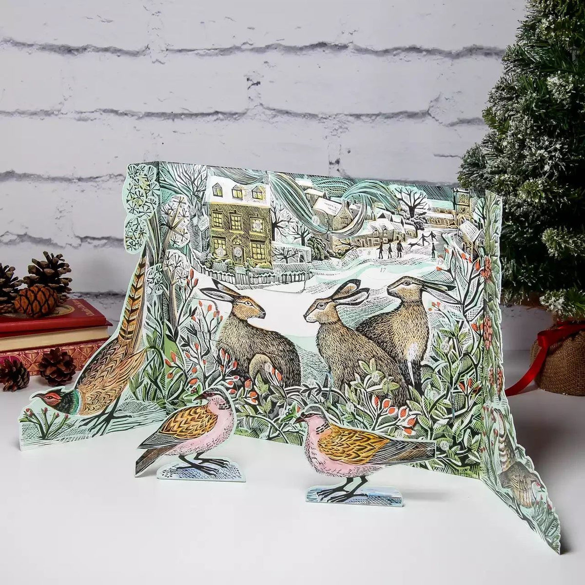 We Three Hares Pop-up 3D Advent Calendar | Rabbit Christmas Calendar - 40x30cm Advent Calendar - Tophatter Daily Deals