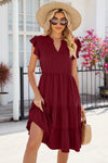 Ruched Notched Cap Sleeve Dress Casual Dresses - Tophatter Daily Deals