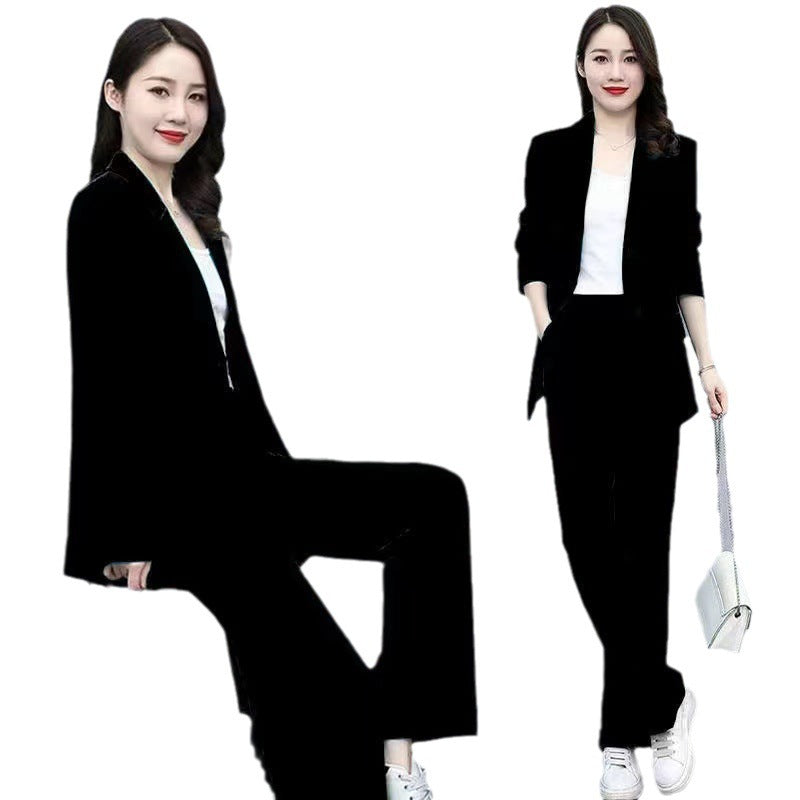 Business Suit Wide Leg Pants Two-piece Suit For Women 0 - Tophatter Daily Deals