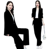 Business Suit Wide Leg Pants Two-piece Suit For Women 0 - Tophatter Daily Deals