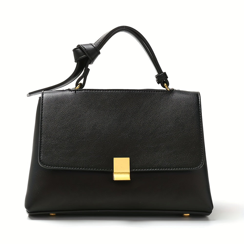 Top Handle Flap Handbag with Gold Clasp and Crossbody Strap Black Handbags & Wallets - Tophatter Daily Deals