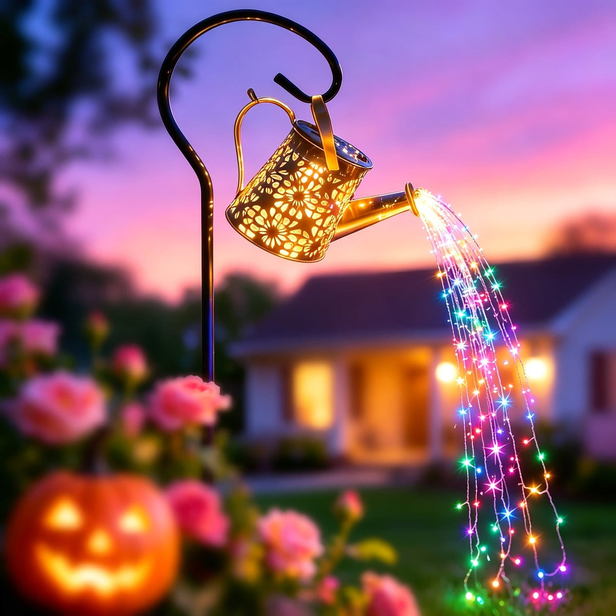 Solar Watering Can String Light with 60 LEDs, Color Changing Multicolor LED String Lights - Tophatter Daily Deals