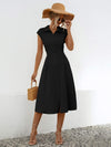 Button Up Cap Sleeve Midi Dress Casual Dresses - Tophatter Daily Deals