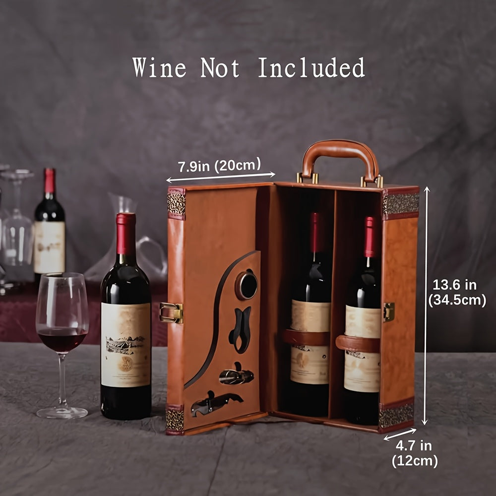 2 Bottle Wine Carrier Tote with Accessories Set Food Storage - Tophatter Daily Deals
