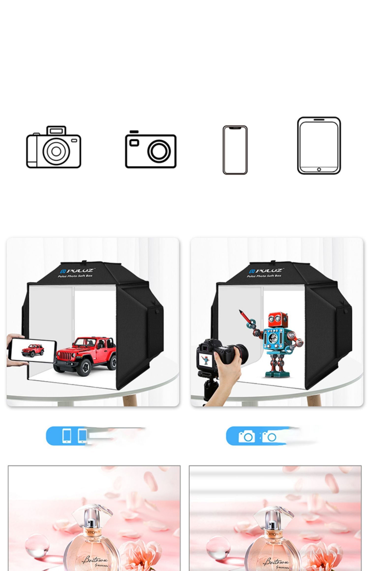 40cm Small Studio LED Folding Product Photo Light Box Simple Shooting Light 0 - Tophatter Daily Deals