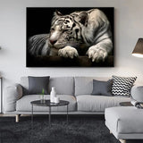 Black And White Tiger Canvas Animal Poster Home Decor 0 - Tophatter Daily Deals
