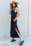 Ninexis Good Energy Full Size Cami Side Slit Maxi Dress in Black Casual Dresses - Tophatter Daily Deals