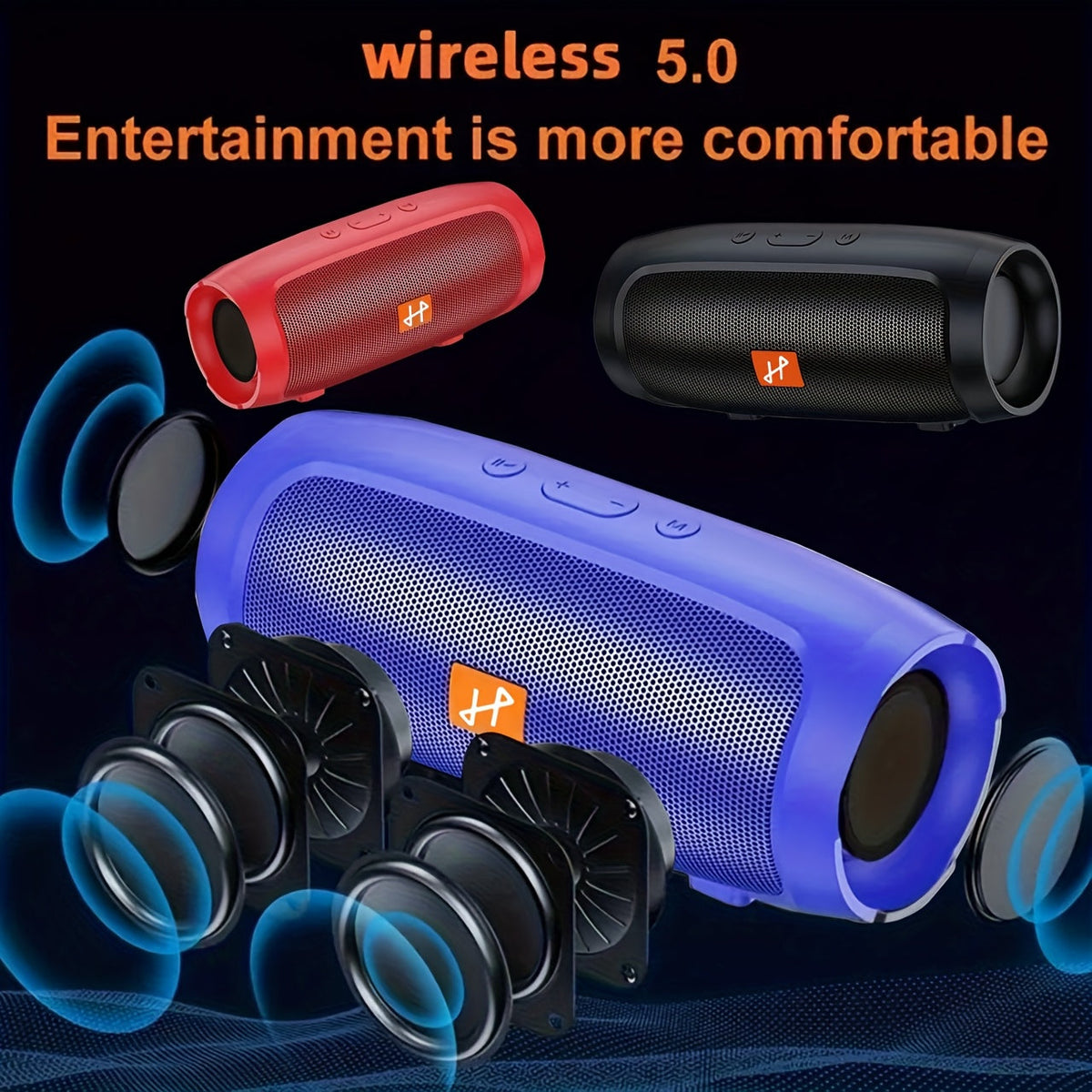 Portable Wireless Speaker with 5.1 Channel Stereo Sound, USB-C Rechargeable Speakers - Tophatter Daily Deals