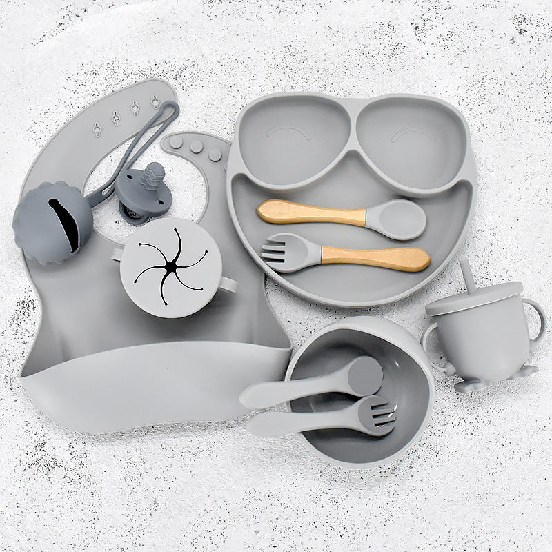 11 Piece Baby Training Dinner Plate Bowl Grey 11PCS 0 - Tophatter Daily Deals