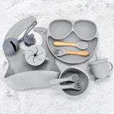 11 Piece Baby Training Dinner Plate Bowl Grey 11PCS 0 - Tophatter Daily Deals