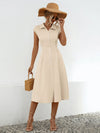 Button Up Cap Sleeve Midi Dress Casual Dresses - Tophatter Daily Deals