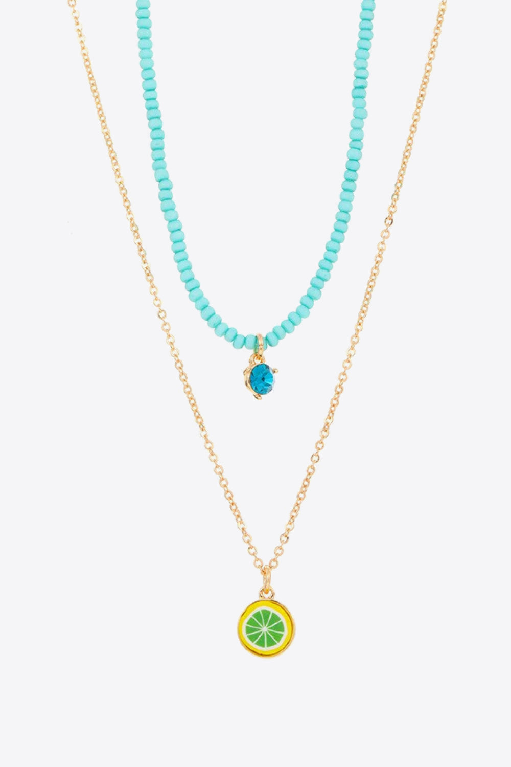 Fruit Pendant Double-Layered Necklace Mint Blue One Size Necklaces - Tophatter Daily Deals