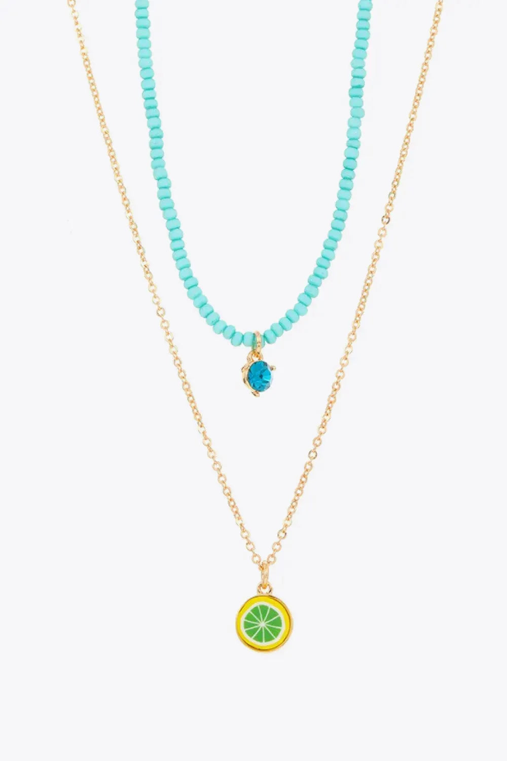 Fruit Pendant Double-Layered Necklace Mint Blue One Size Necklaces - Tophatter Daily Deals