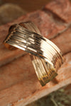 Gold Textured Crossover Metal Cuff Wide Bracelet Bracelets - Tophatter Daily Deals