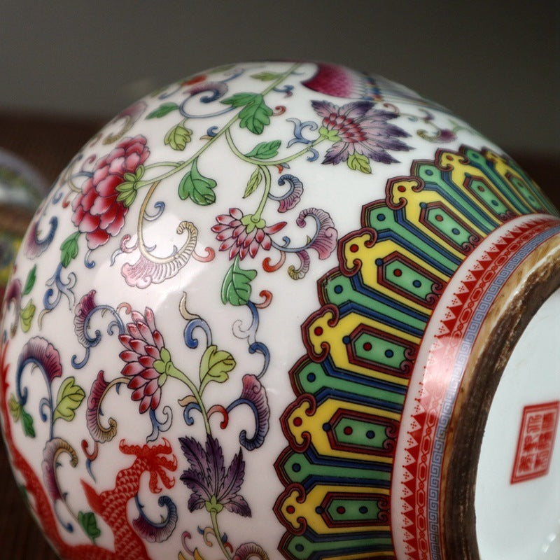 Antique Old Dragon And Phoenix Pattern Ceramic Crafts Vase Ornaments 0 - Tophatter Daily Deals