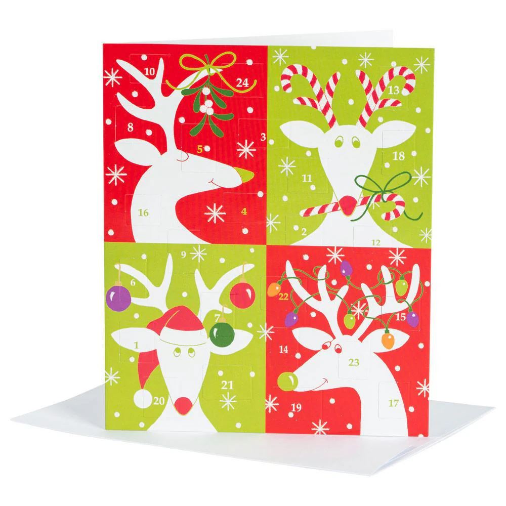 Reindeer Advent Calendar Card with Envelope | Christmas Advent Calendar Advent Calendar - Tophatter Daily Deals