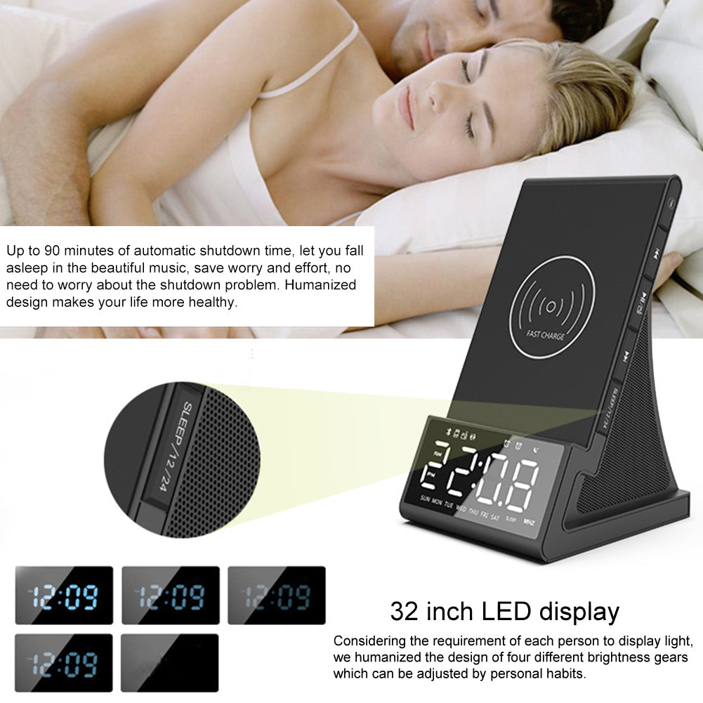 Bluetooth Speaker Phone Charging Speaker Alarm Clock Radio 0 - Tophatter Daily Deals