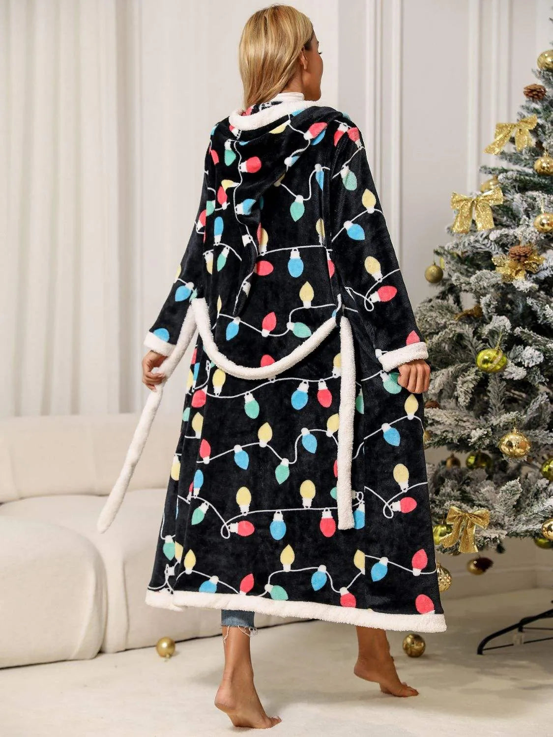 Tie Waist Hooded Robe Sleep Dresses - Tophatter Daily Deals