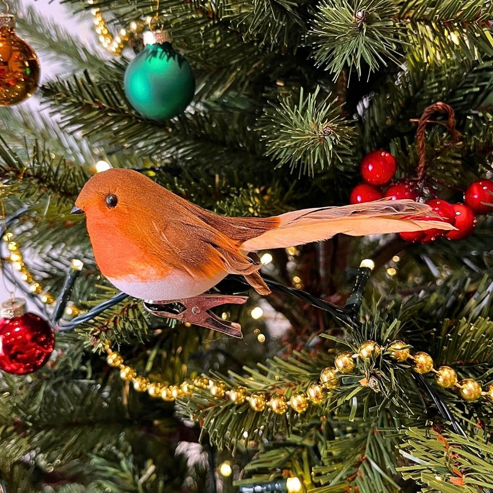 Clip on Robin Decoration | Christmas Tree Robin Ornament with Silver Clip Tree Decoration - Tophatter Daily Deals