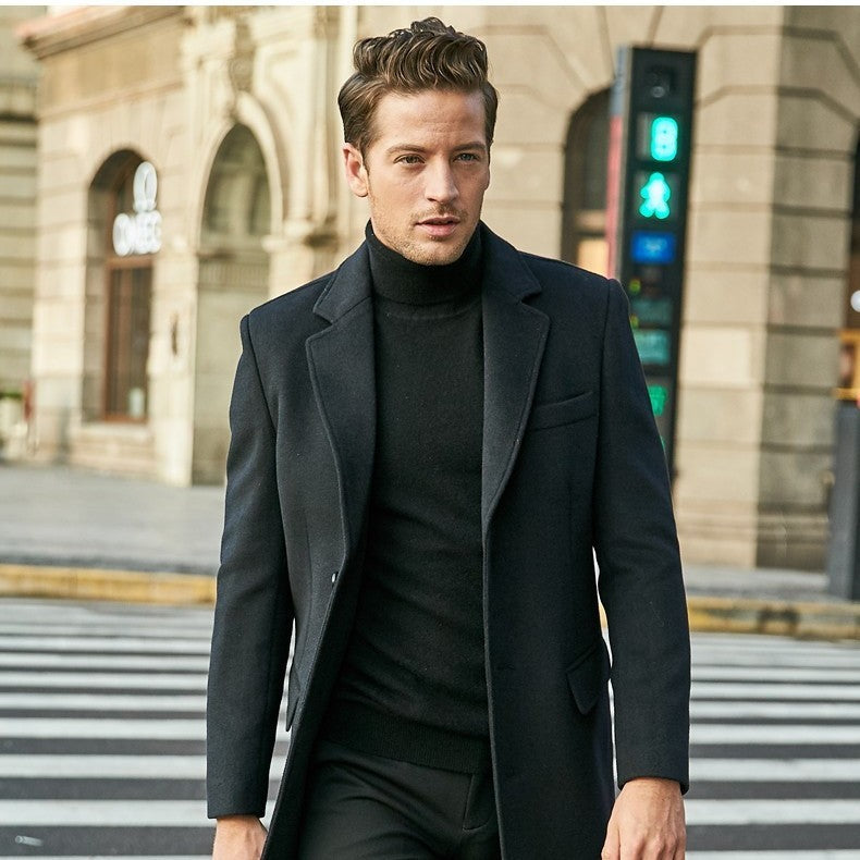 Warm Men's Wool Coat - Single Breasted, Polyester, City 3D Changing Face Moving Picture Frame - Tophatter Daily Deals