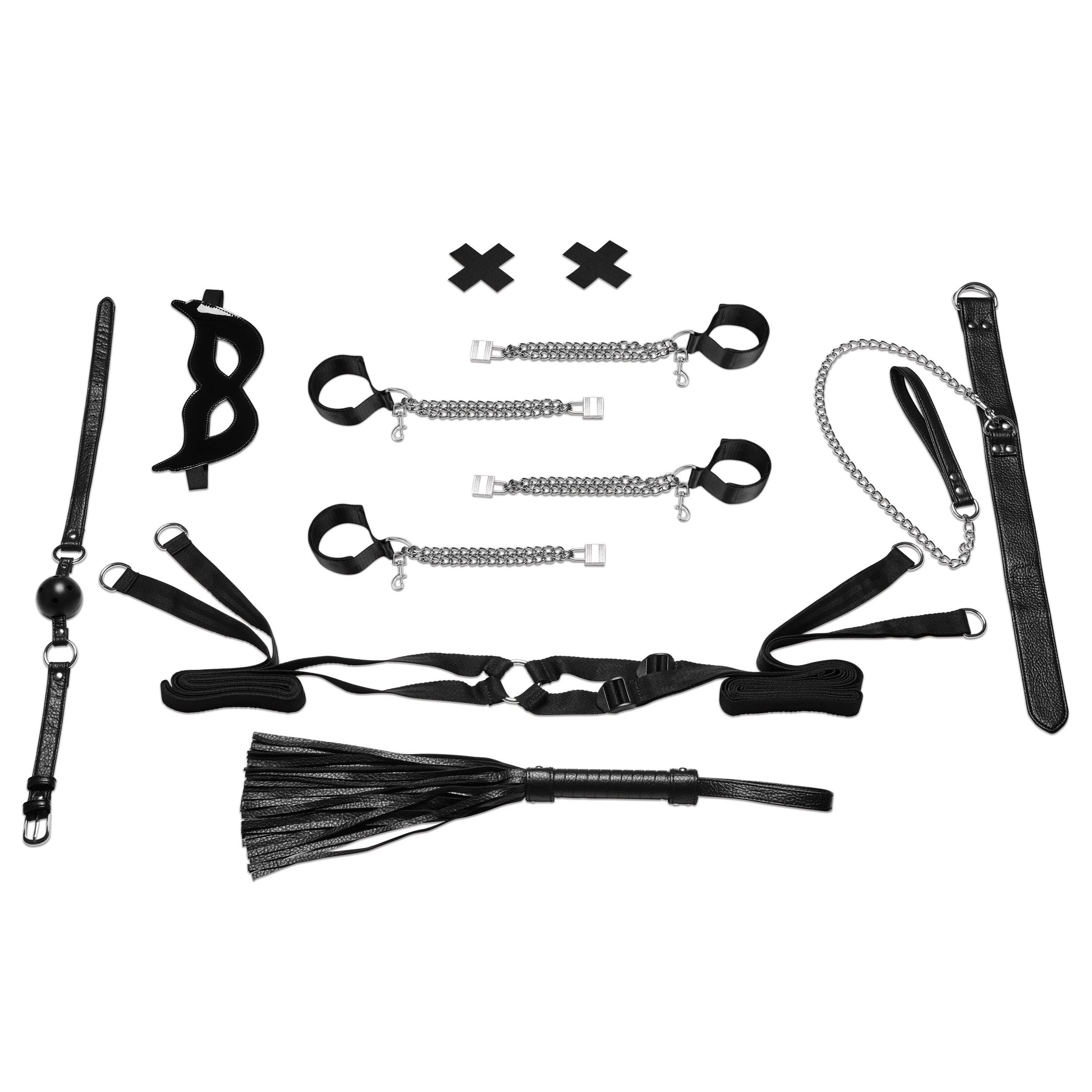 Lux Fetish Master-Slave Domination Chain-Me-Up 6PC Black Bedspreaders Set > Bondage Gear > Bondage Kits - Tophatter Daily Deals
