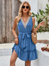 Tied Frill Sleeveless Mini Dress Casual Dresses - Tophatter Daily Deals