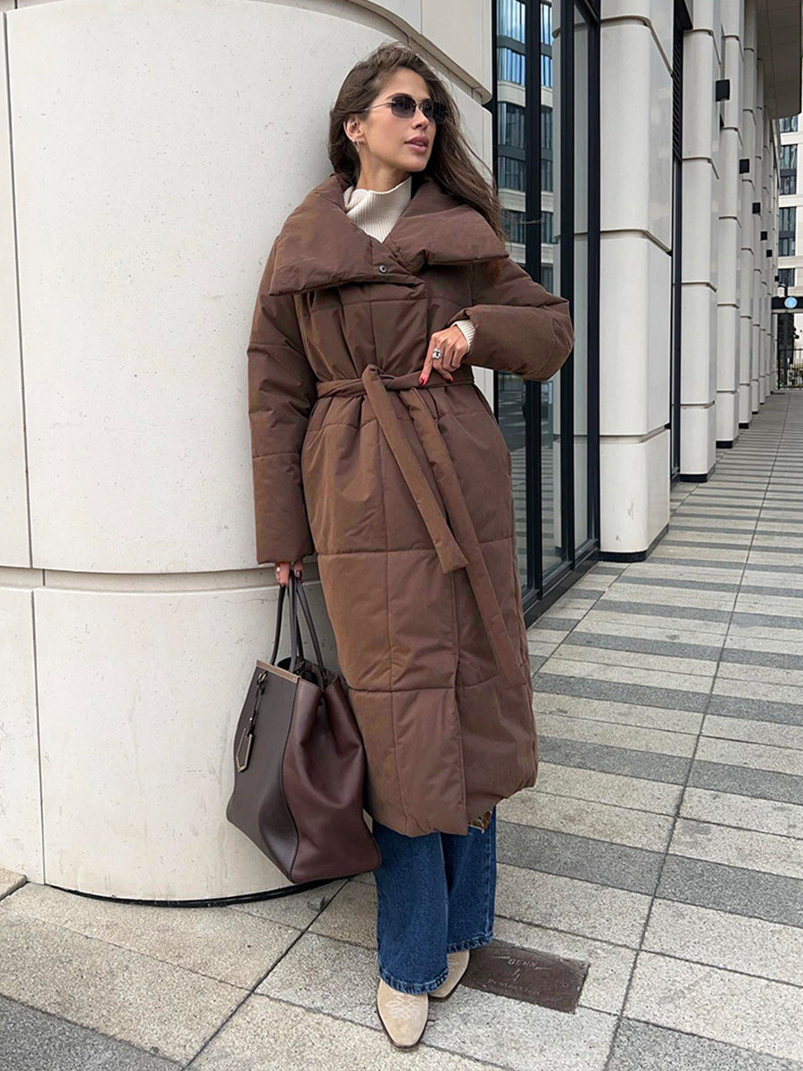 Warm Oversized Women Long Coat - Quilted Cotton For Winter Coffee 3D Changing Face Moving Picture Frame - Tophatter Daily Deals