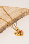 Heart Pendant Stainless Steel Necklace Red One Size Necklaces - Tophatter Daily Deals