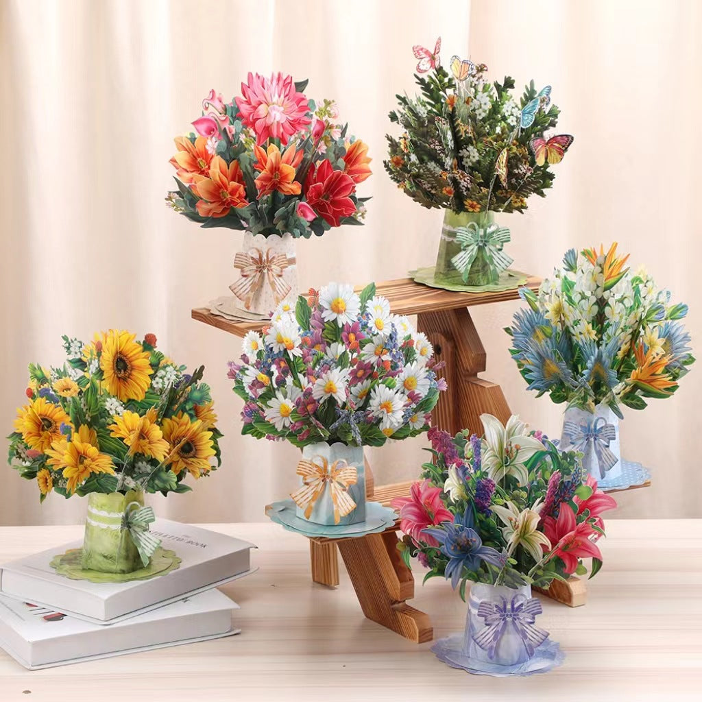 3d Stereoscopic Greeting Cards Creative Bouquet Stereoscopic Greeting Cards 0 - Tophatter Daily Deals