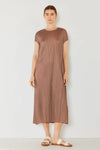 Marina West Swim Pleated Cap Sleeve A-Line Dress Gray Brown Casual Dresses - Tophatter Daily Deals