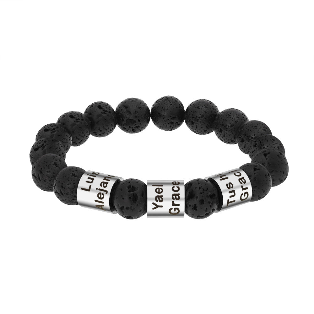 Accessories Letter Bracelet Men's Personality Lettering Bracelet 3Wide Beads Steel Co 7 - Tophatter Daily Deals